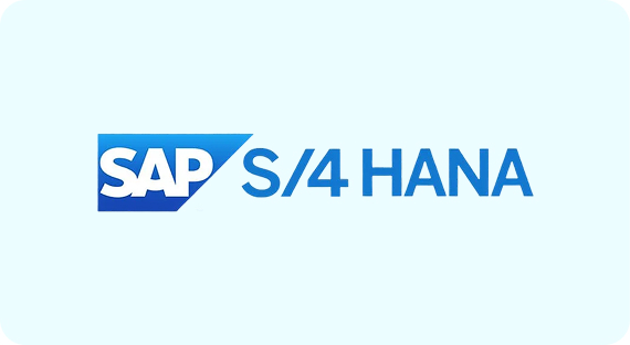 SAP S/4HANA logo and intelligent transformation for enterprise performance.